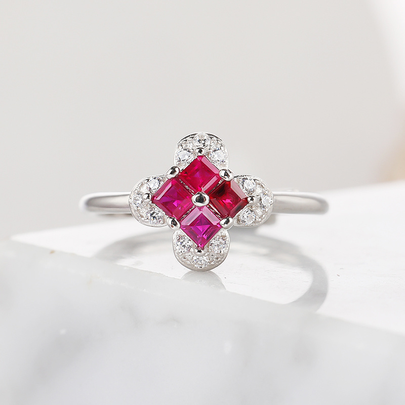 S925 plum blossom Ruby Ring
