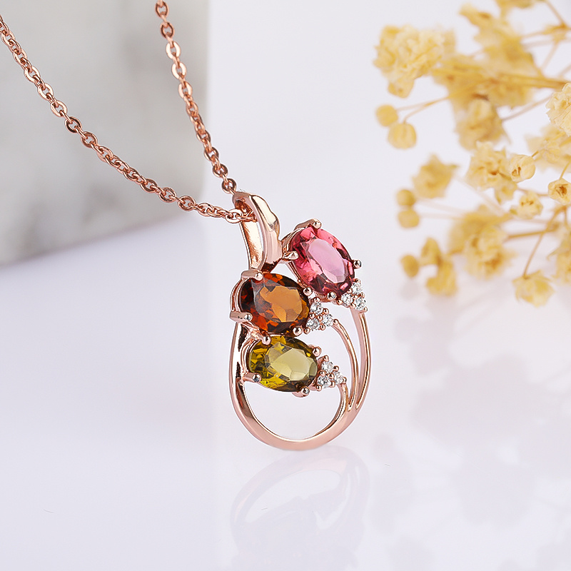 925 Silver World Red Tourmaline Pendant