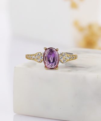925 silver four claw Amethyst Ring