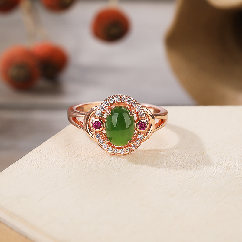 Green 925 silver Jasper ring